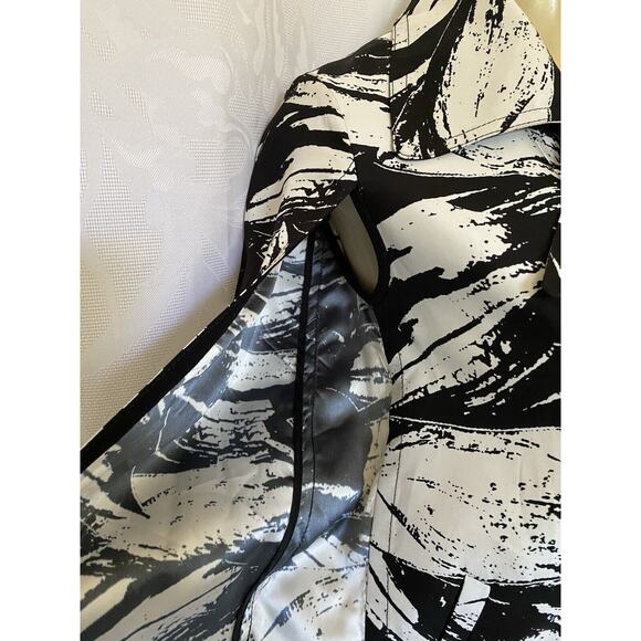 Yigal Azrouel Jacket Moto Blazer Black White Zip Abstract Lightweight Ca… - Picture 4 of 9